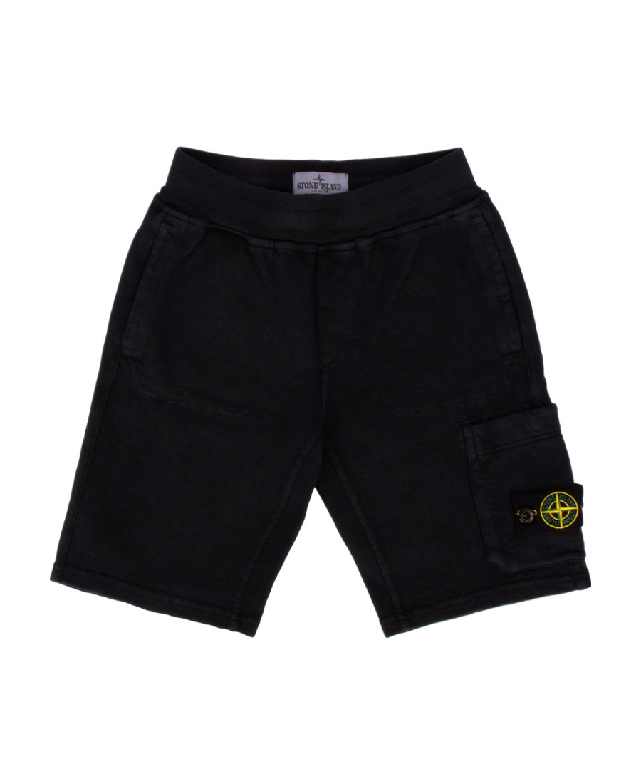 Stone Island Compass-patch Cargo Shorts In Black