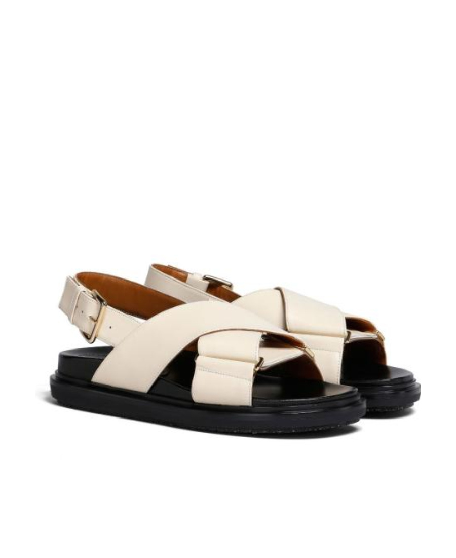 Shop Marni White Leather Fussbett In Black