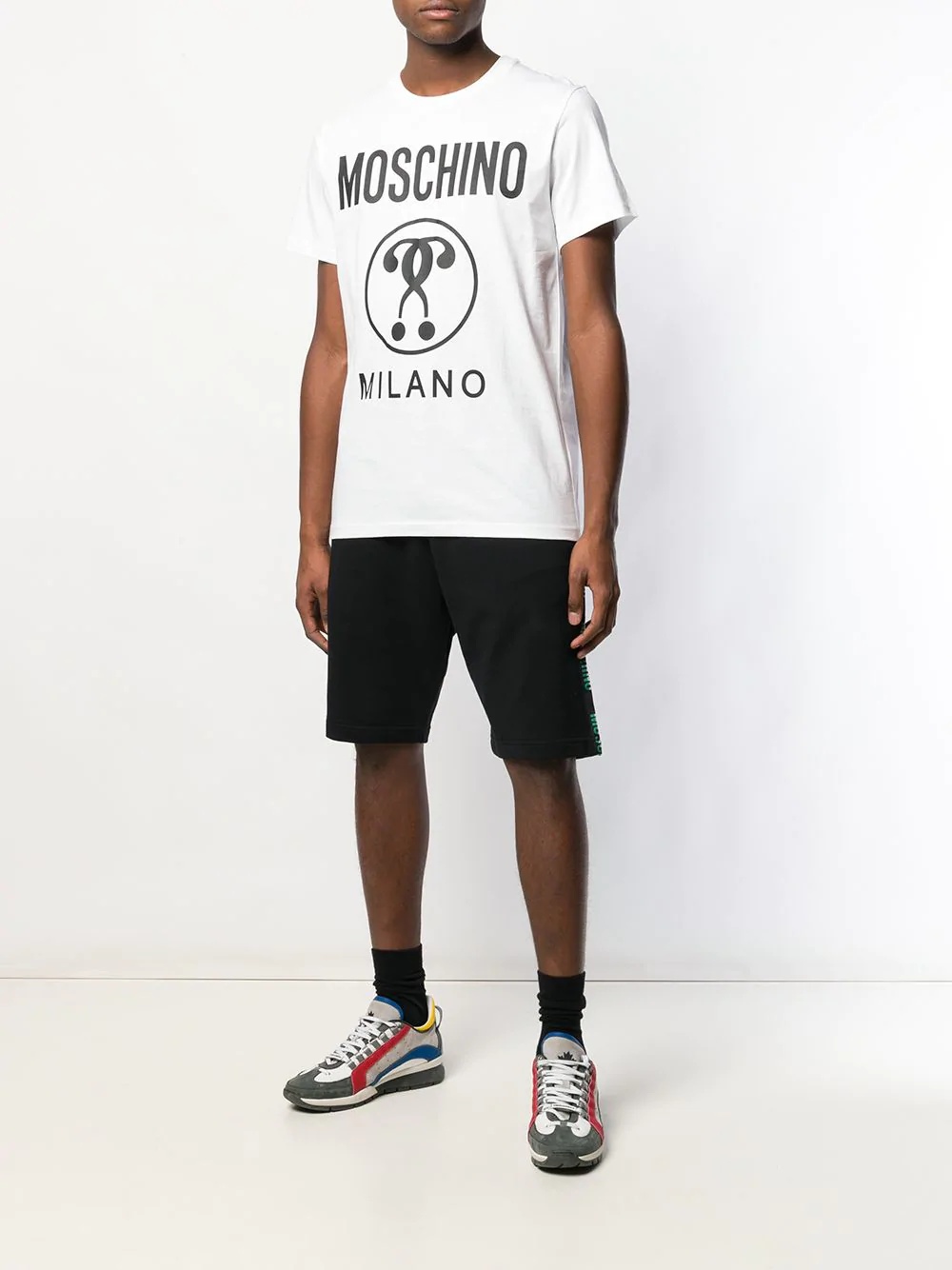 Moschino Cotton T-shirt With Double Question Mark Logo In White