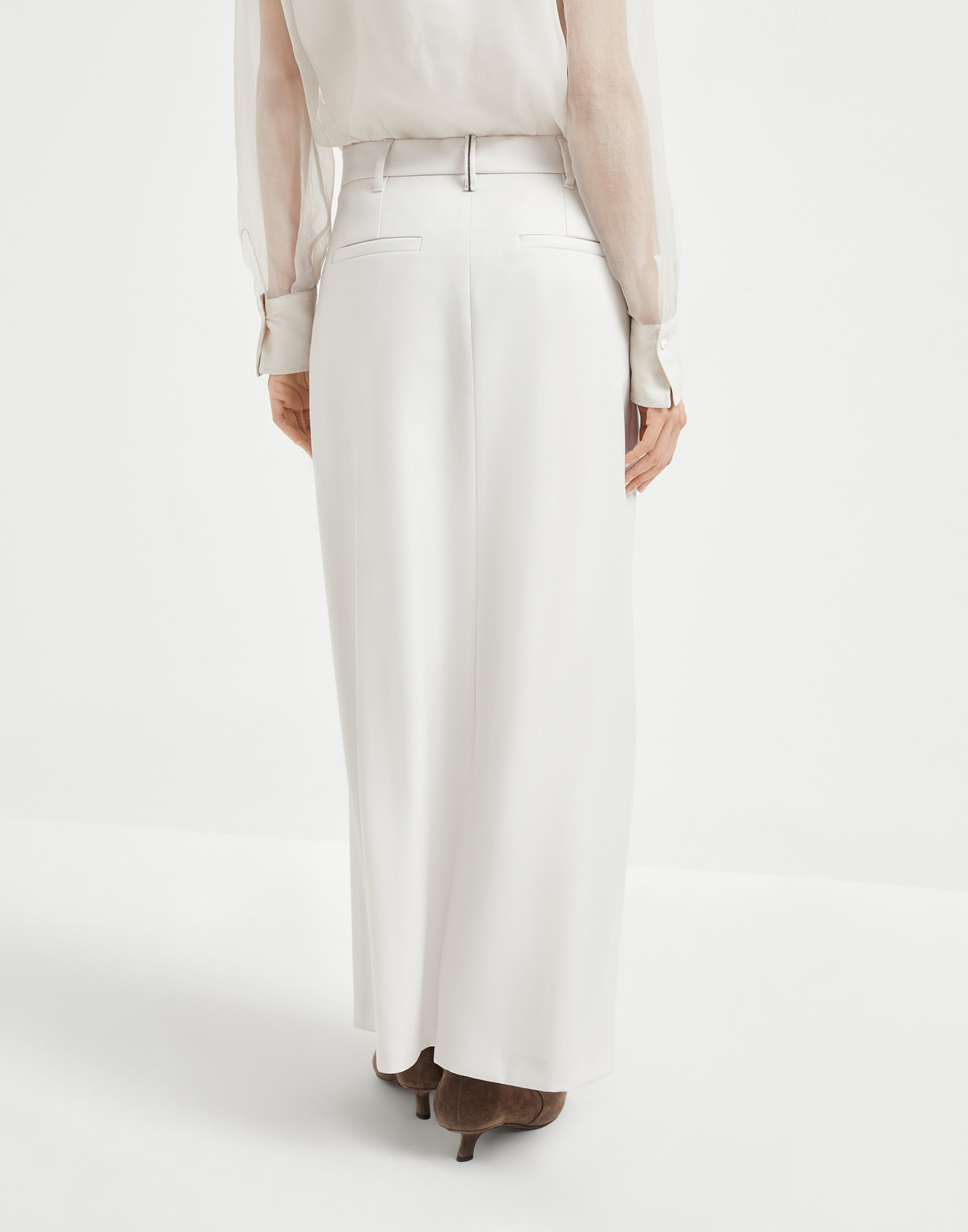 Brunello Cucinelli Pleated Front-split Maxi Skirt In White