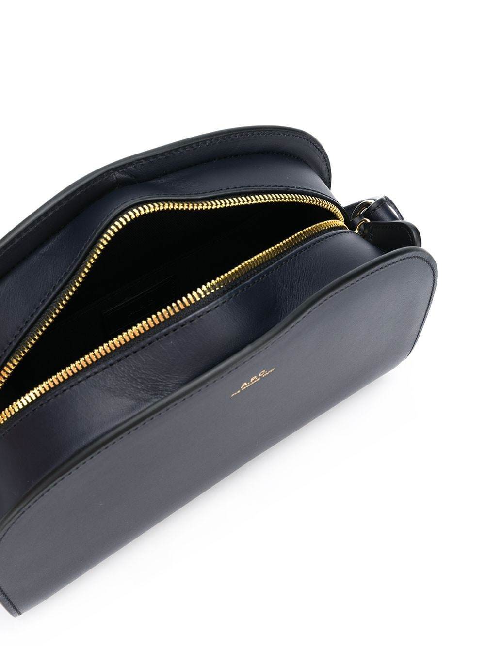 Apc A.p.c. Women Black Leather Mini Demi Lune Shoulder Bag In Black