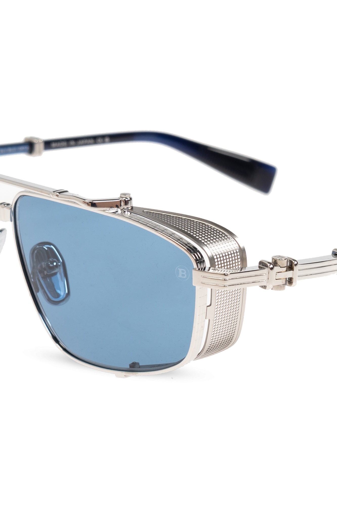 Balmain Brigade-v - Silver / Black Rhodium / Blue Swirl Sunglasses In Blue