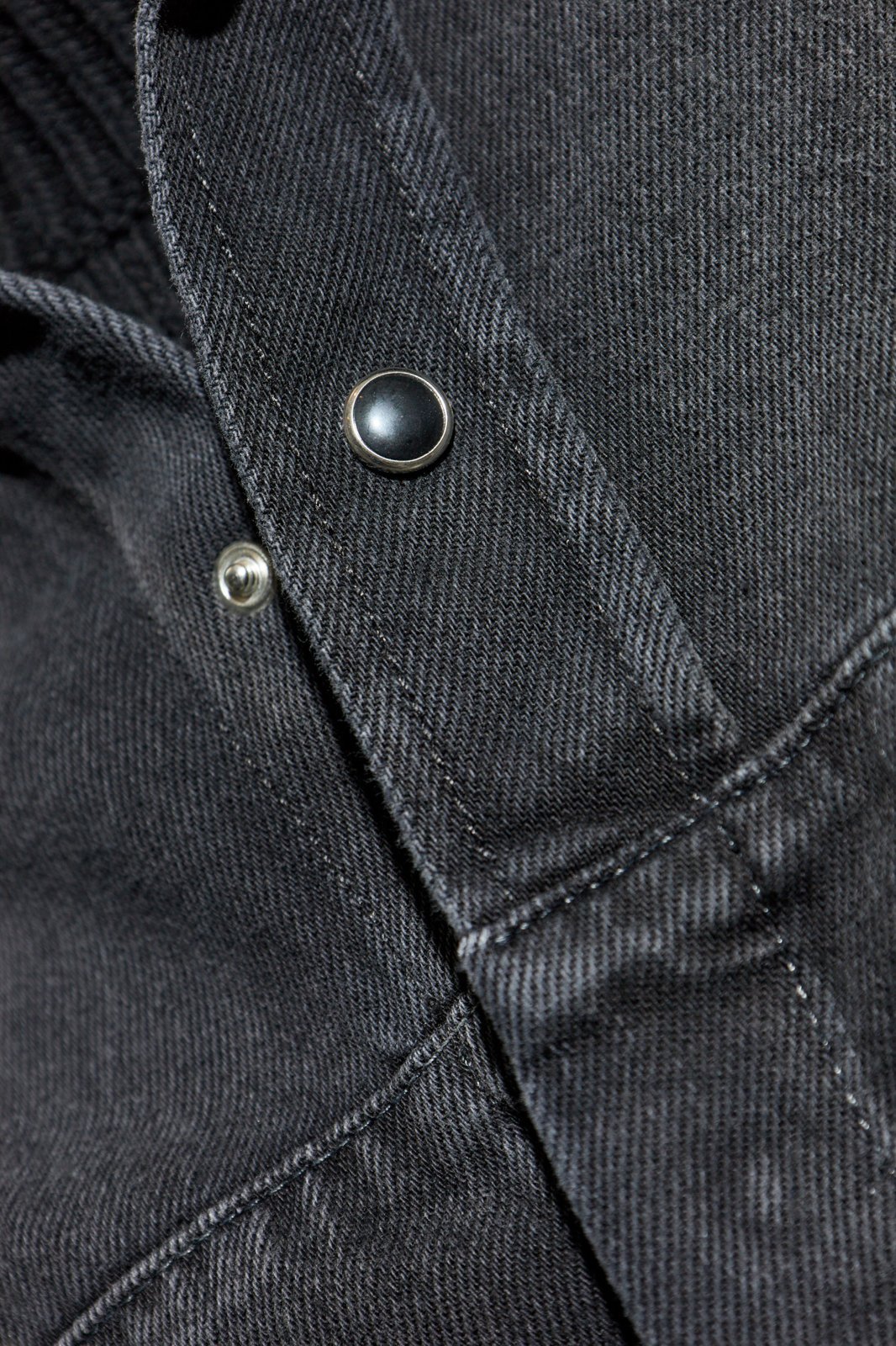 Mm6 Maison Margiela Mm6 By Maison Margiela Black Denim Shirt With Visible Stitching And Curved Hem In Gray