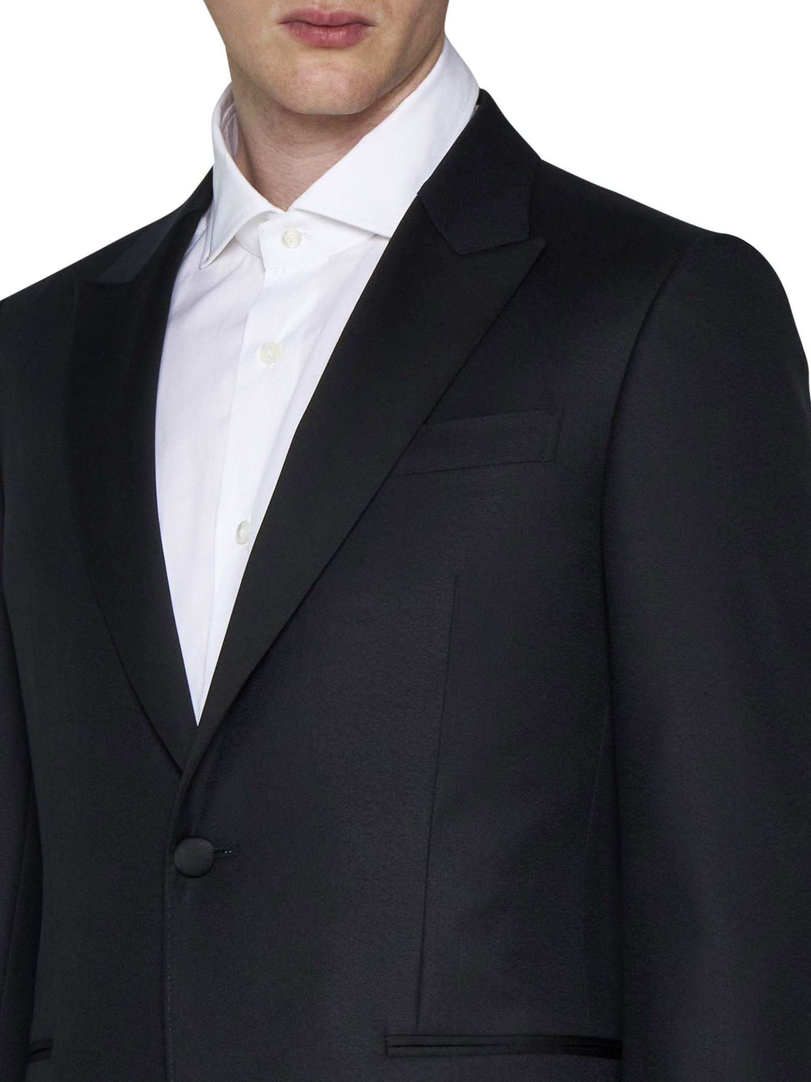 Zegna Wool Suit With Buttoned Cuffs In Black
