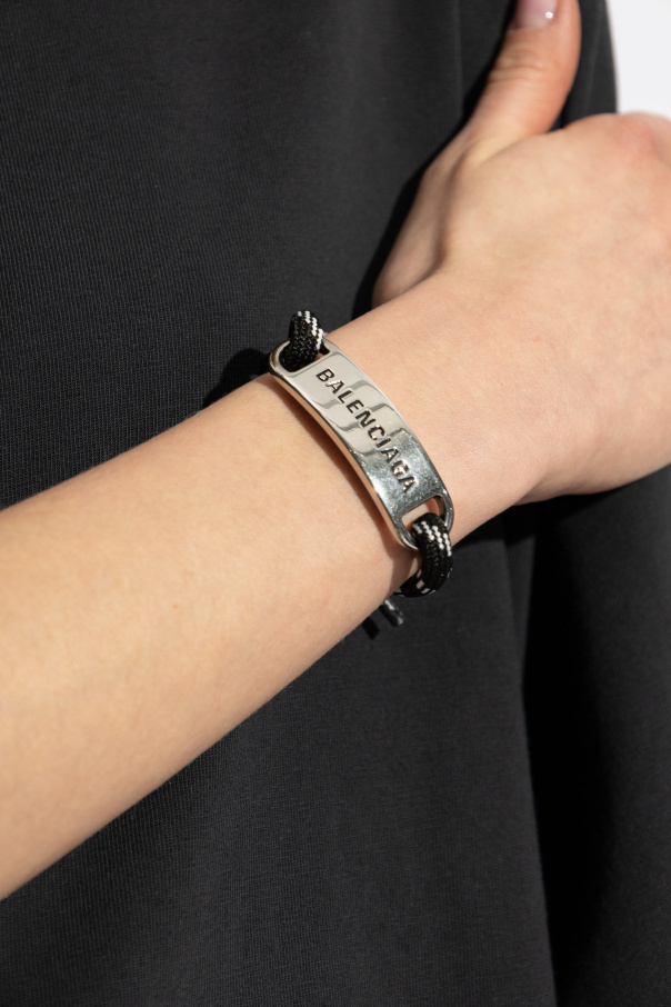 Balenciaga Logo Engraved Bracelet In White