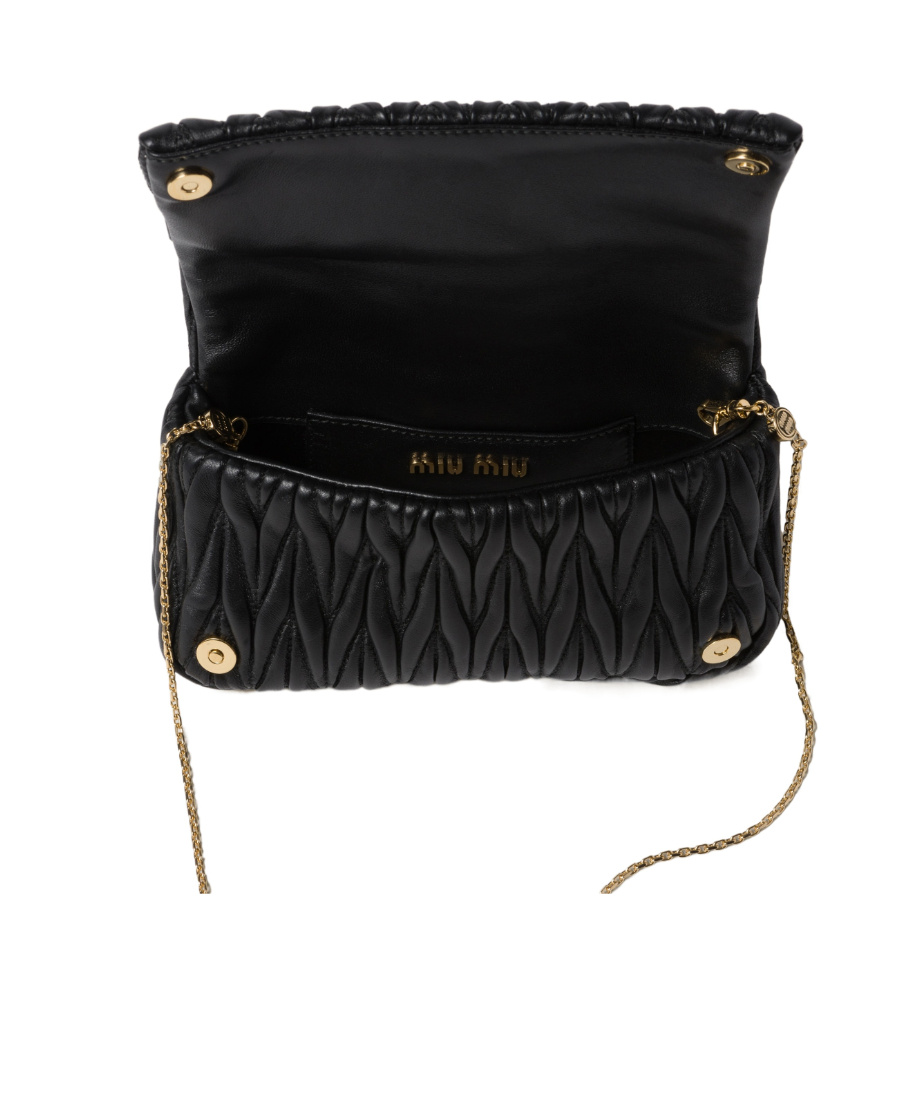 Miu Miu Mini Matelassé Leather Shoulder Bag In Black