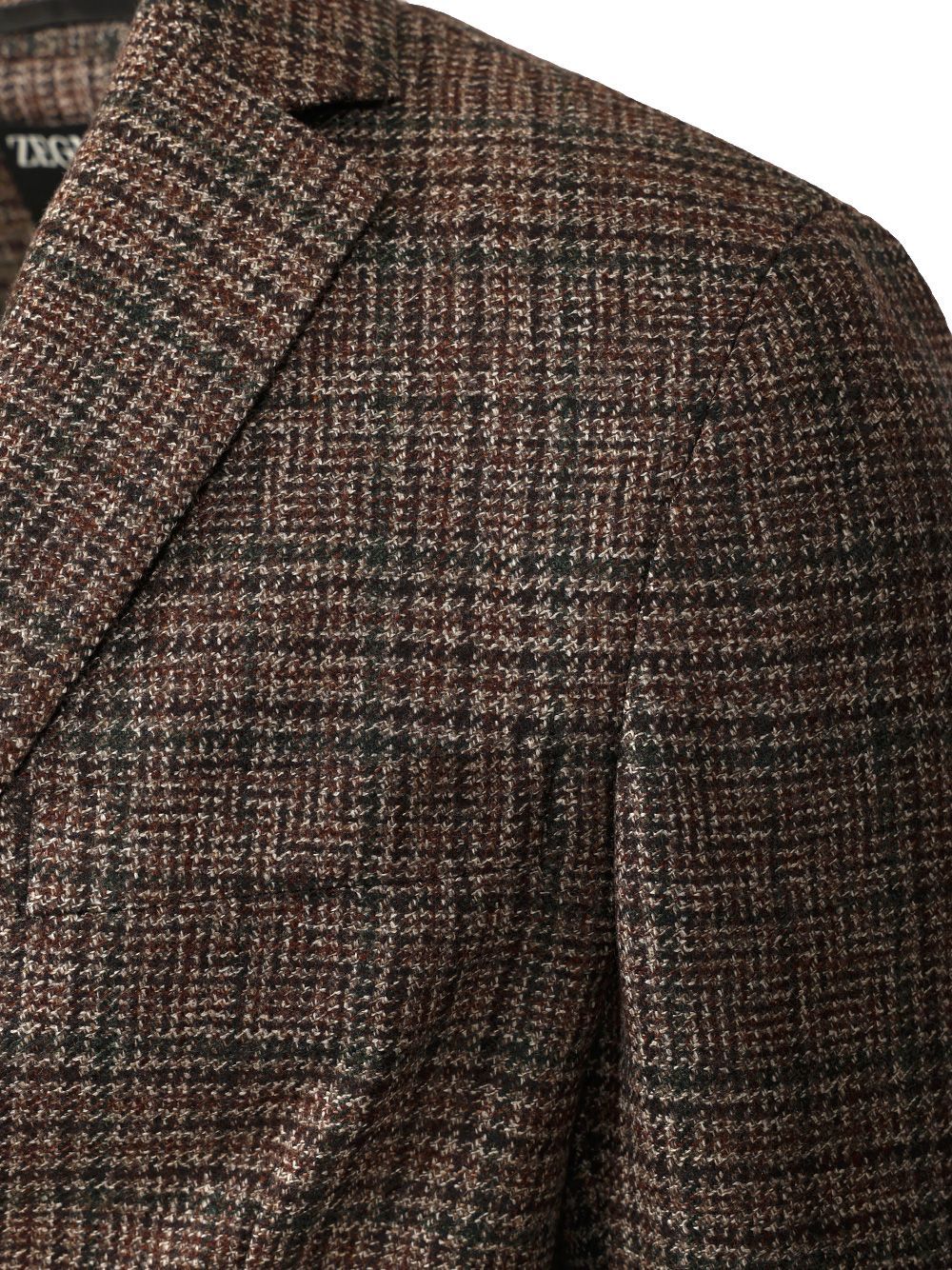 Zegna Prince Of Wales Wool Jacket In Brown