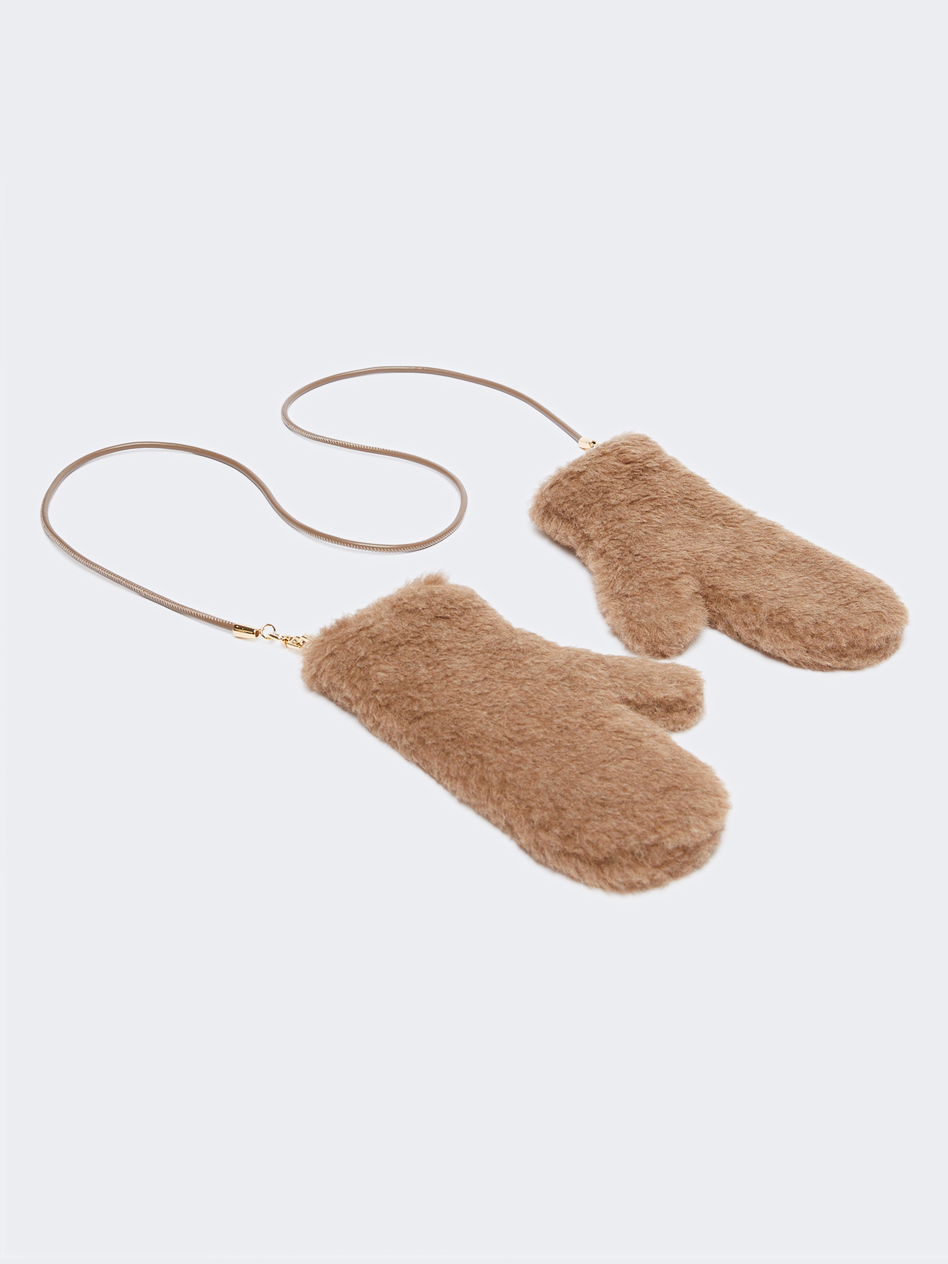 Max Mara Mittens In Alpaca And Cashmere Teddy Fabric In Brown