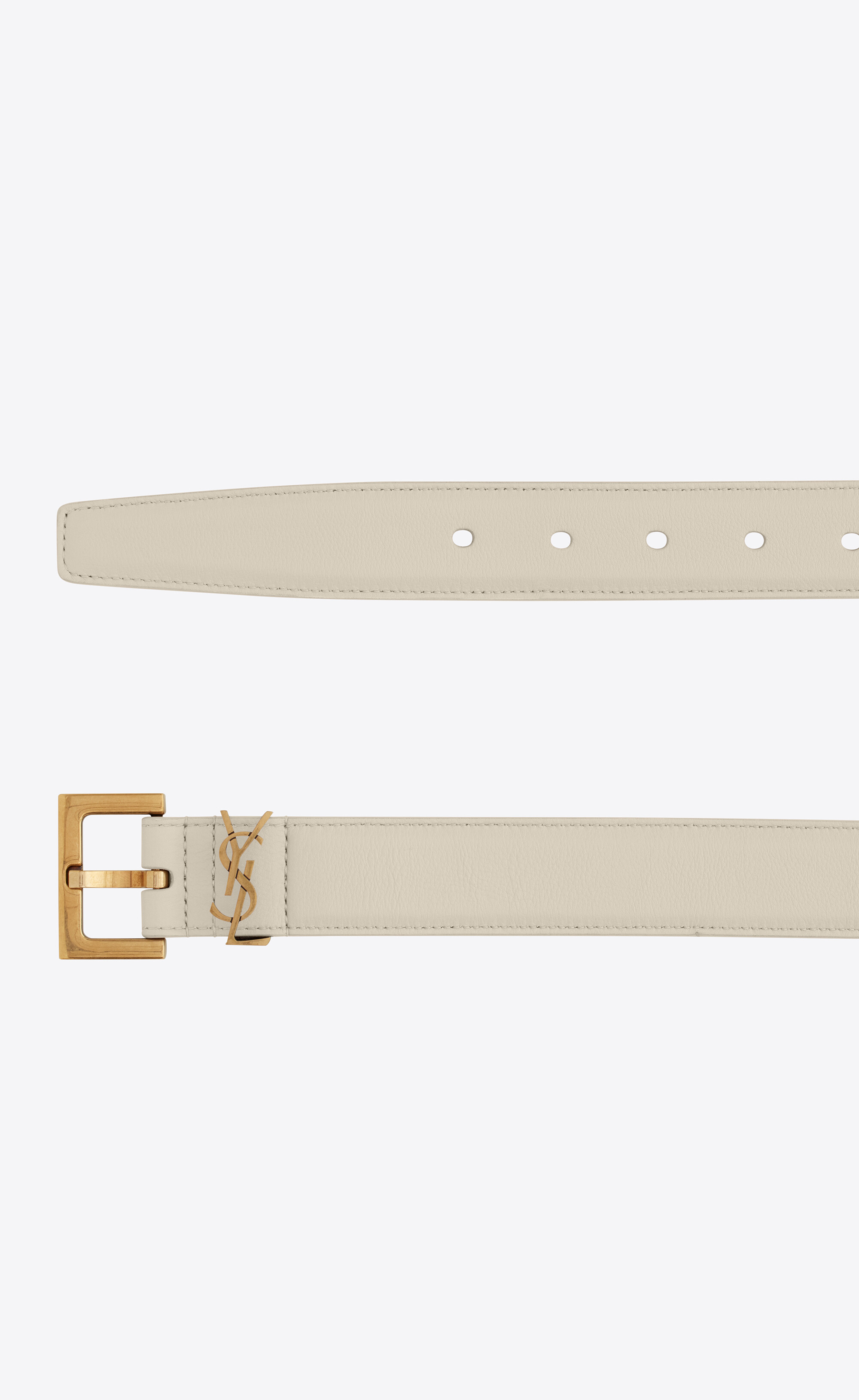 Saint Laurent Cassandre Leather Belt In Nude