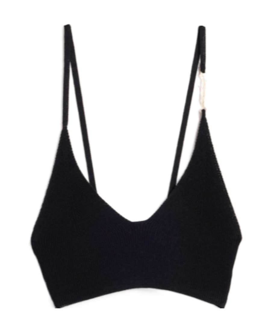 Jacquemus Le Bandeau Pralu Knit Bralette In Black