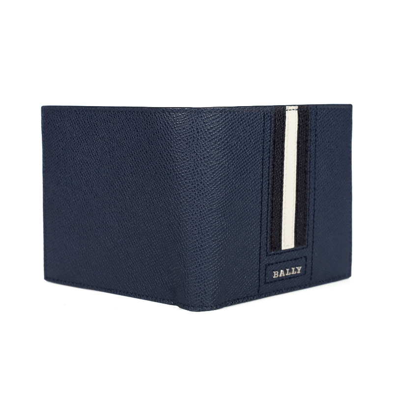 Bally Trasa Logo Plaque Bi-fold Wallet In Blue