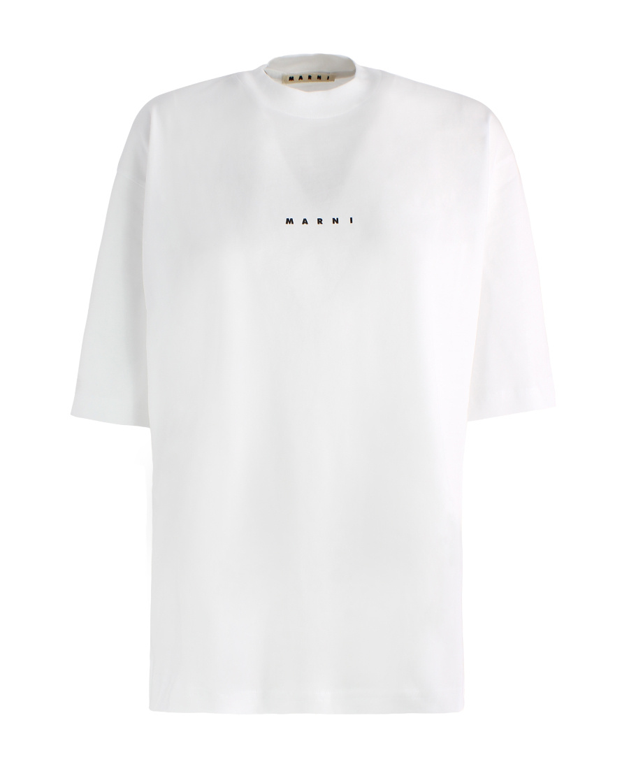 Marni White Cotton T-shirt With Logo Print In White