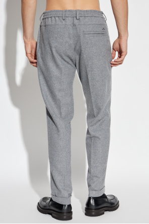Paul & Shark Drawstring Shark-detail Trousers In Gray