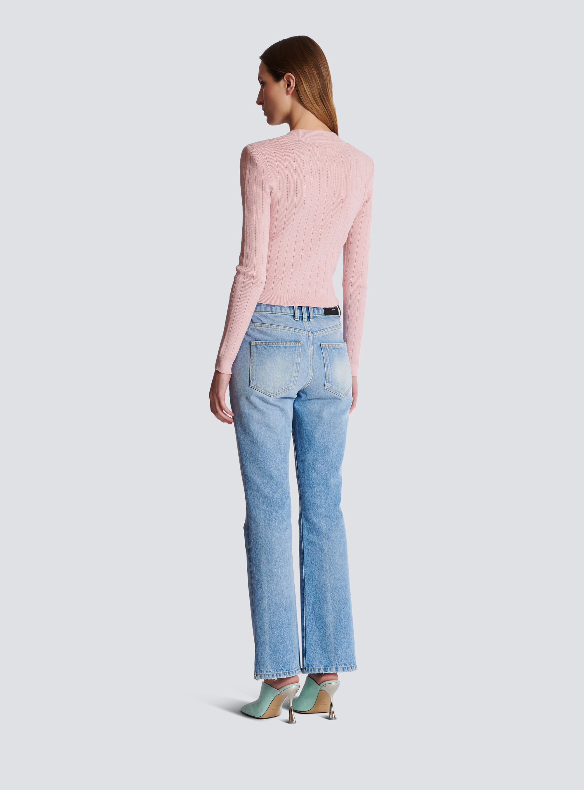 Balmain Button-detail V-neck Cardigan In Pink