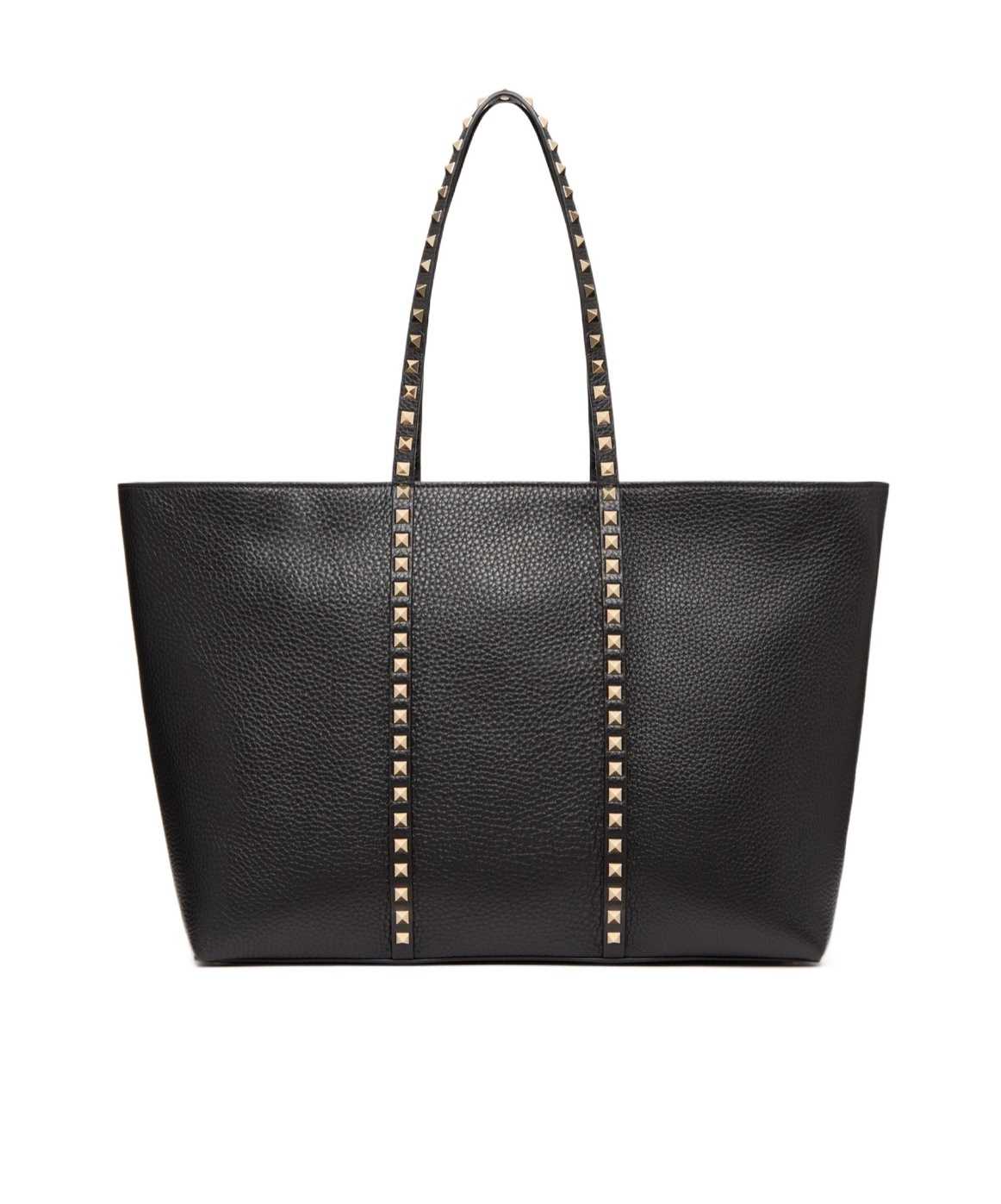 Shop Valentino Garavani Rockstud Shopping Bag In Grainy Calfskin In Black
