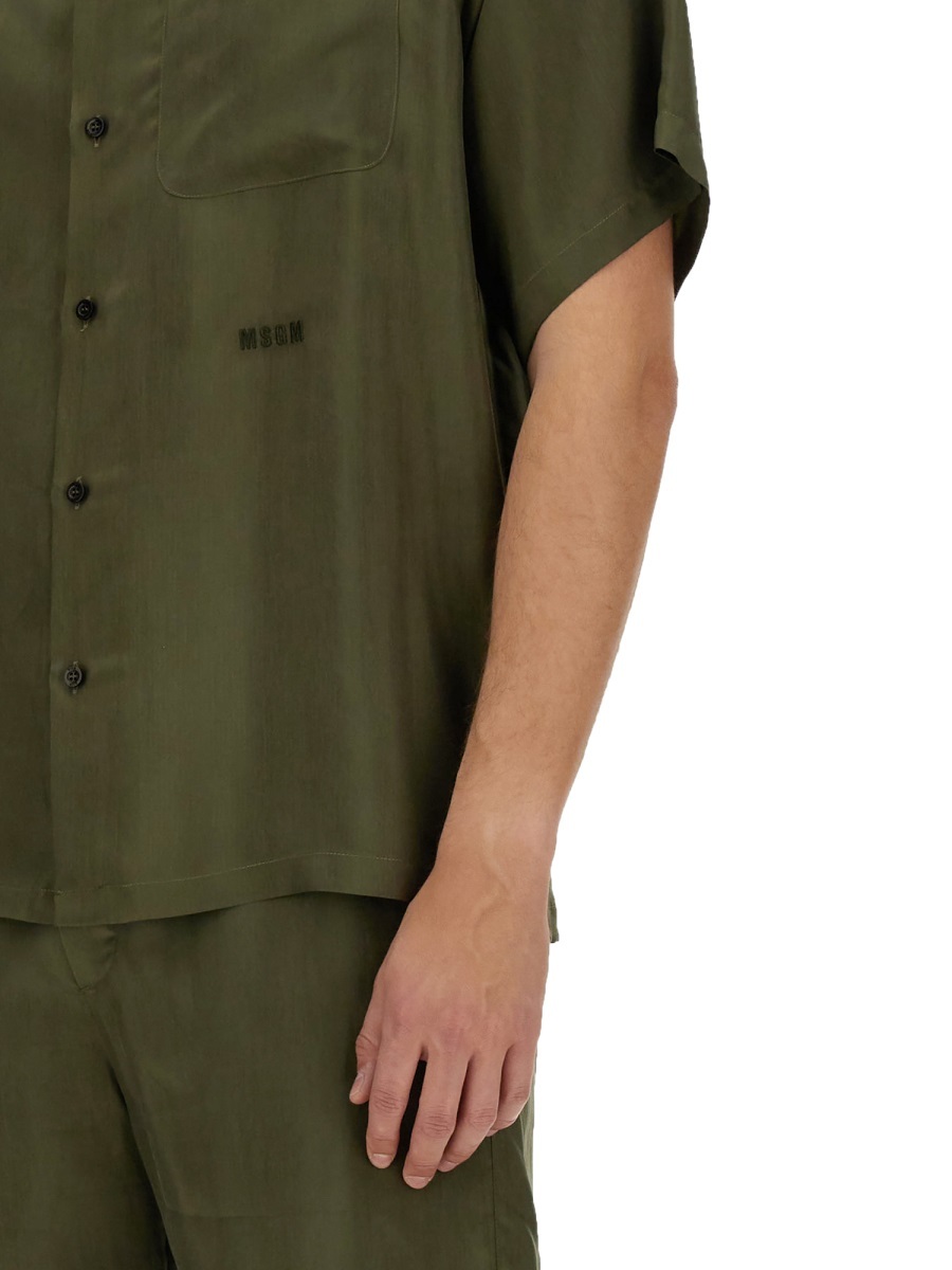 Msgm Shirt With Logo In Green
