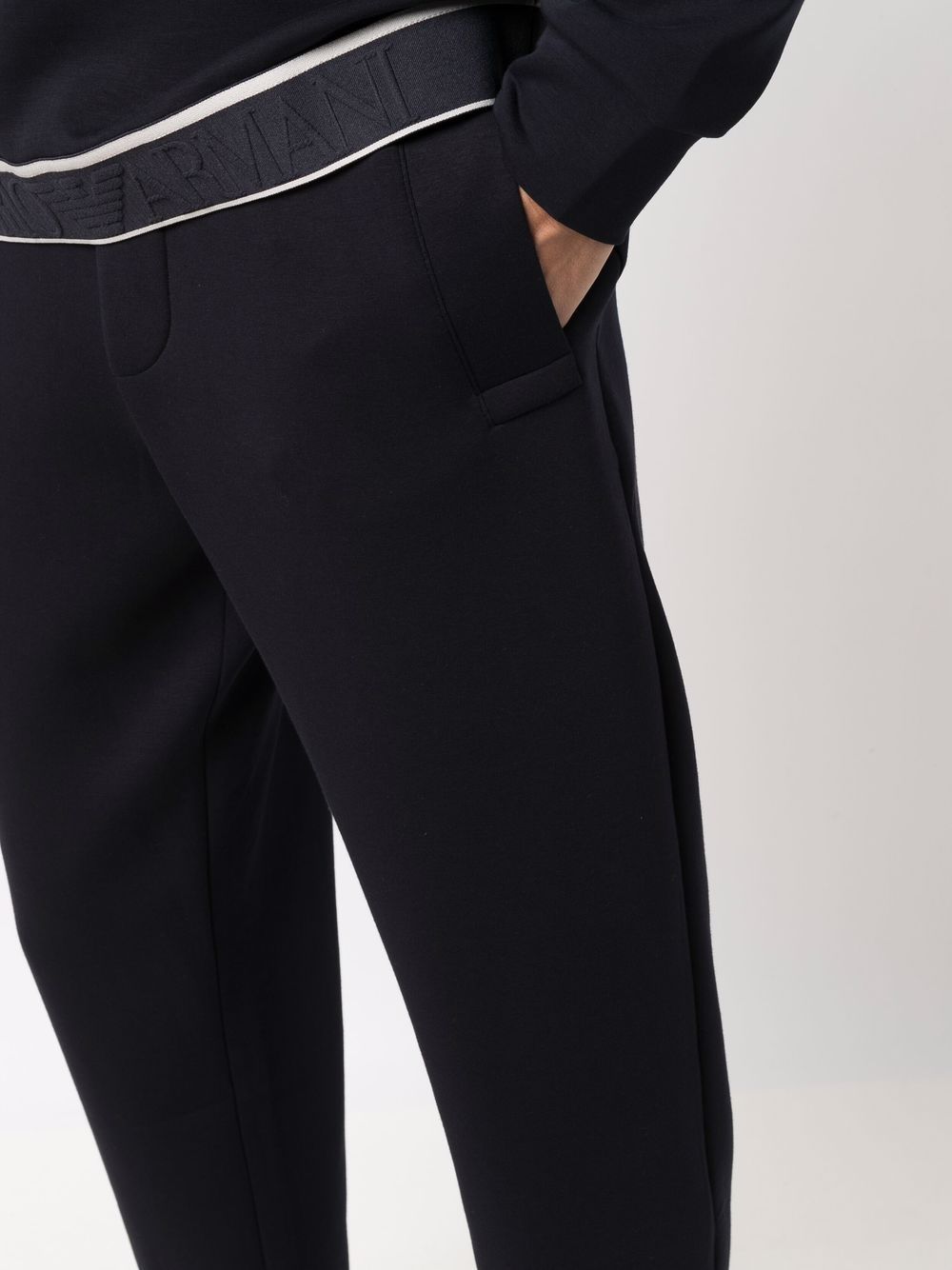 Emporio Armani Elasticated Waist Drawstring Track Pants In Black