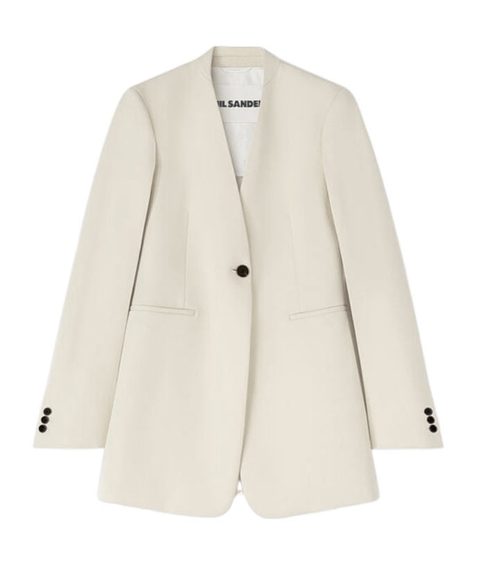 Jil Sander Single-breasted Wool Blazer In White