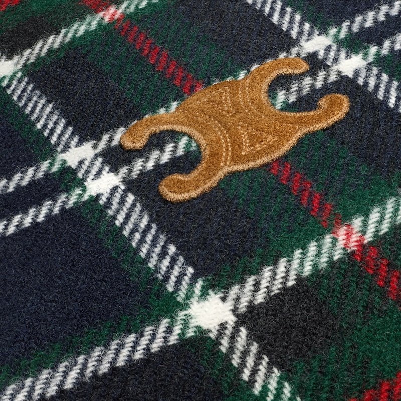 Celine Triomphe Blouson Jacket In Tartan Wool In Multi