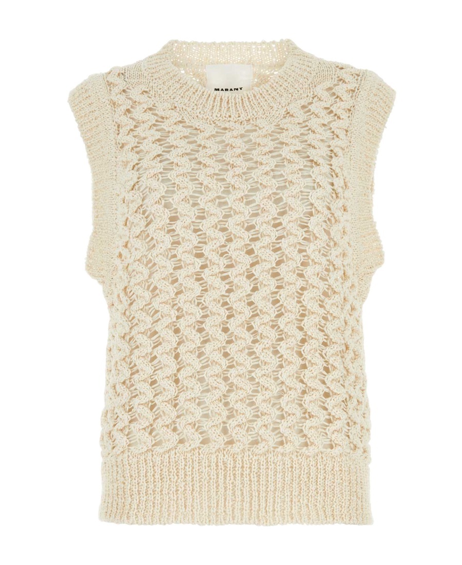 Shop Isabel Marant Crewneck Knitted Vest In Nude