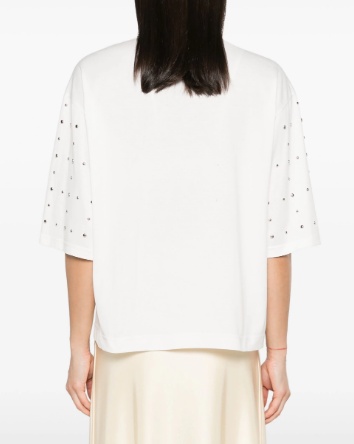 Fabiana Filippi Stud-embellished Cotton T-shirt In White