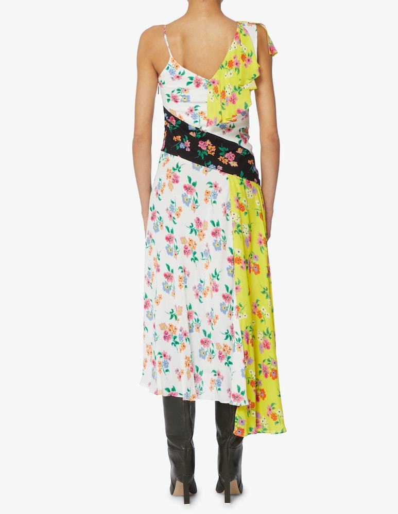 Msgm Floral Print Midi Dress In Multicolor