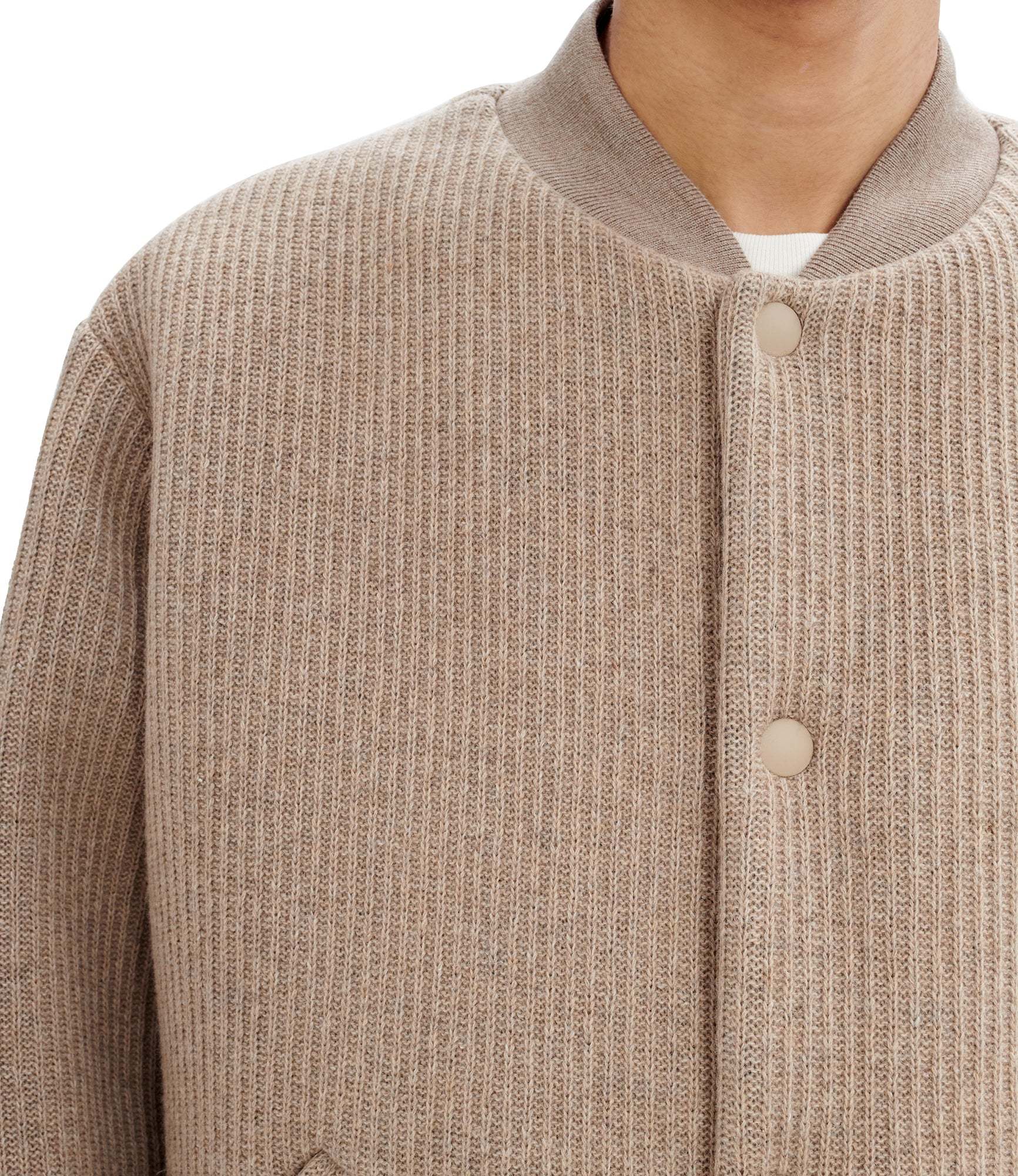 Apc Knitted Bomber Jacket In Nude
