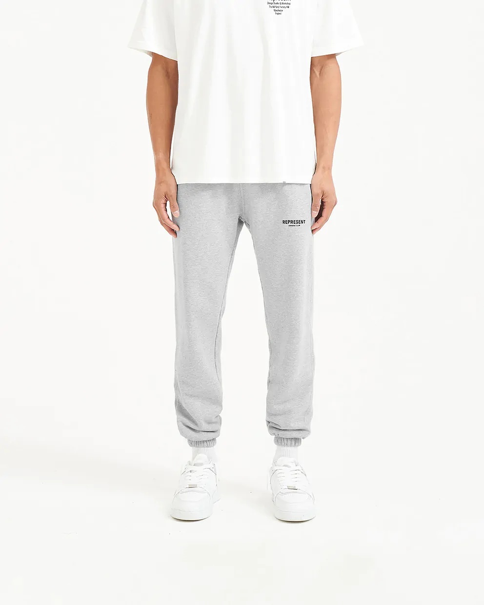 Represent Cotton Track Pants With Elastic Cuffs And Pockets In White