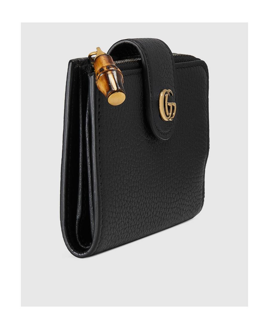 Gucci Logo-plaque Grained-leather Wallet In Black