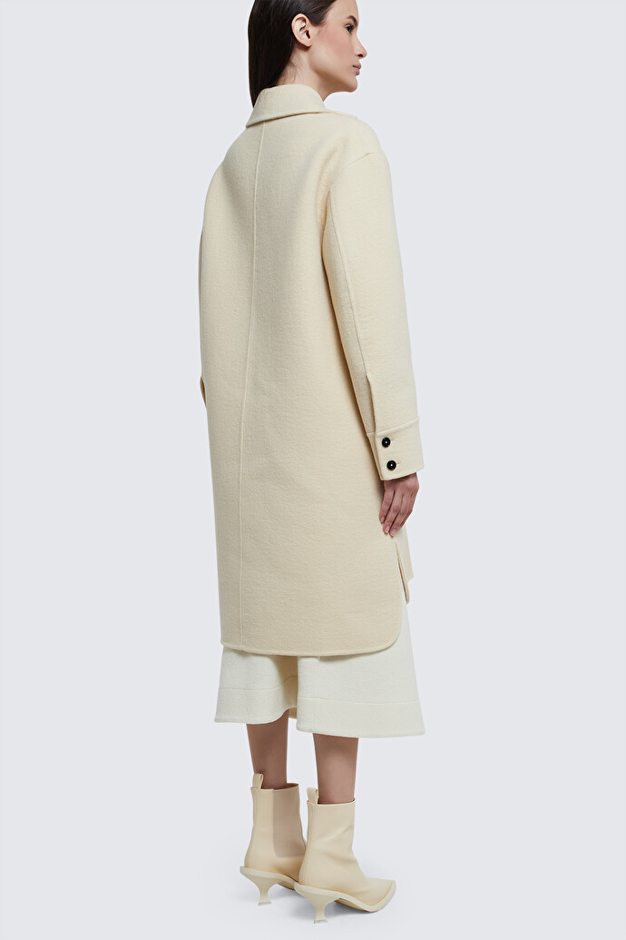 Jil Sander Double-breasted Wool Coat In White
