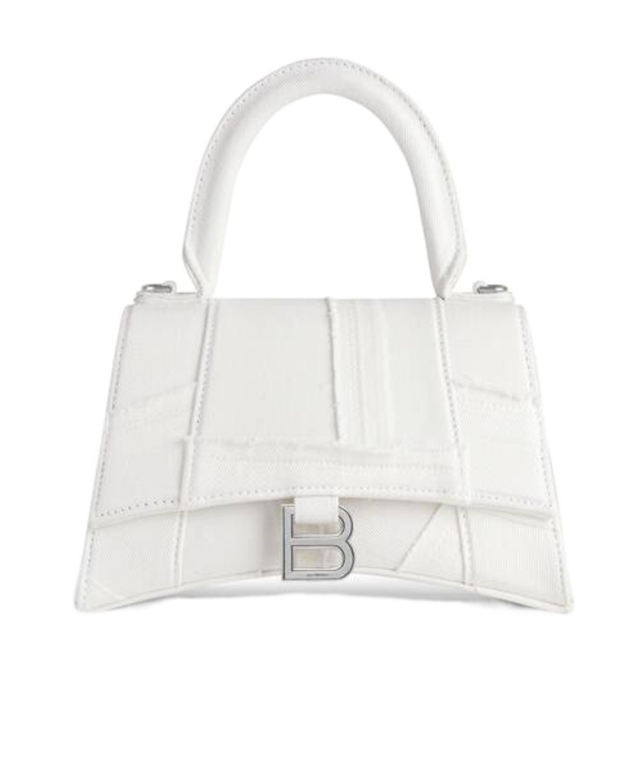 Balenciaga Mini Hourglass Logo-plaque Bag In White