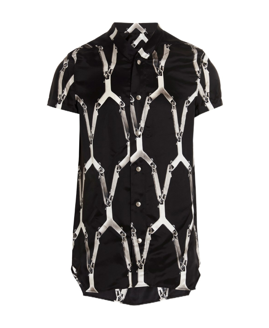 Rick Owens Printed Button Shirt In Black