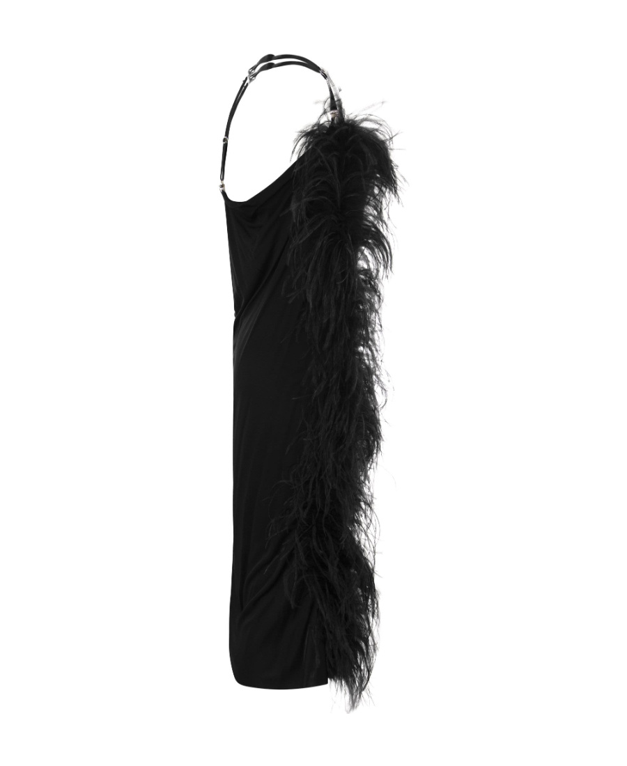Sportmax Feather-trim Midi Dress In Black