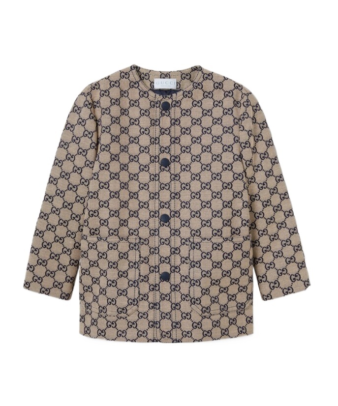 Gucci Children's Gg Canvas Jacket In Brown