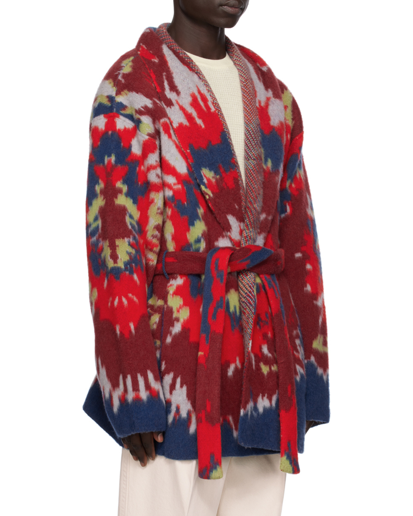 Zegna X The Elder Statesman Intarsia Cashmere-wool Robe In Red