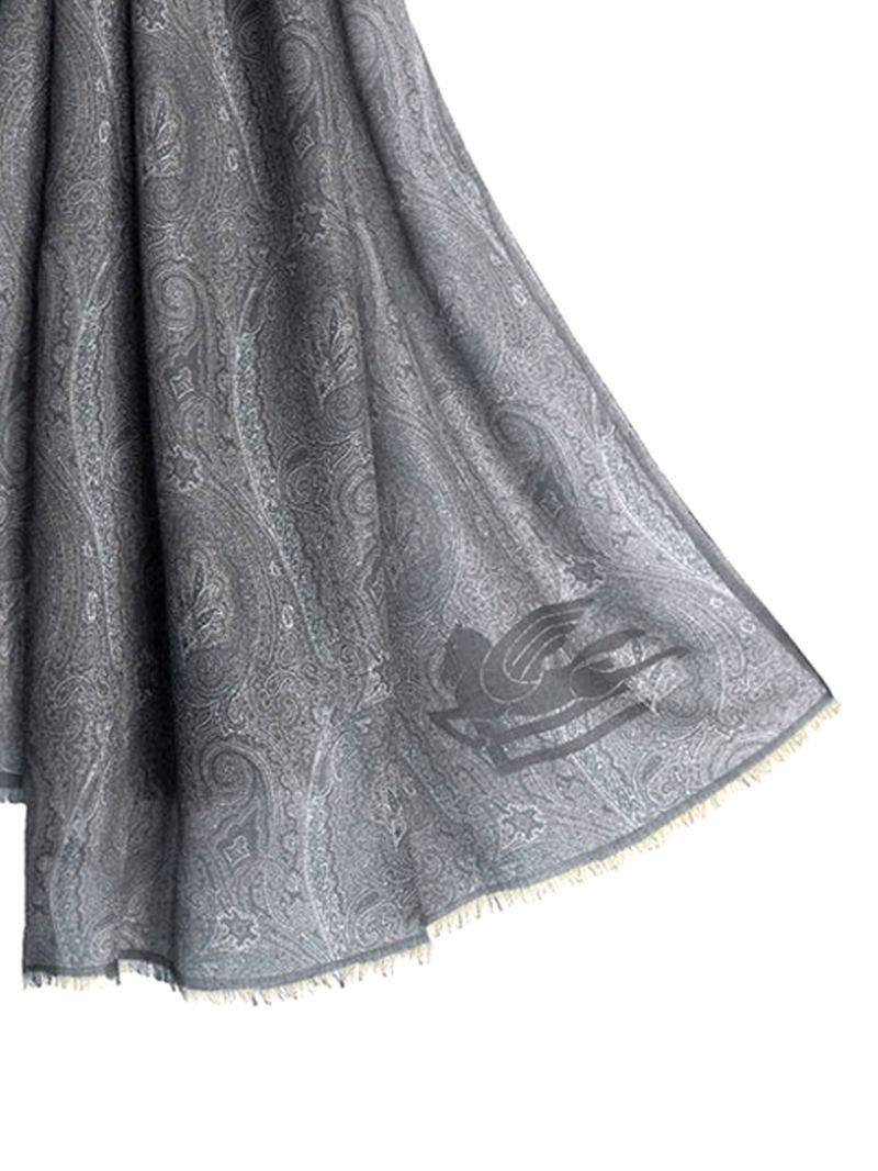 Etro Printed Scarf In Gray