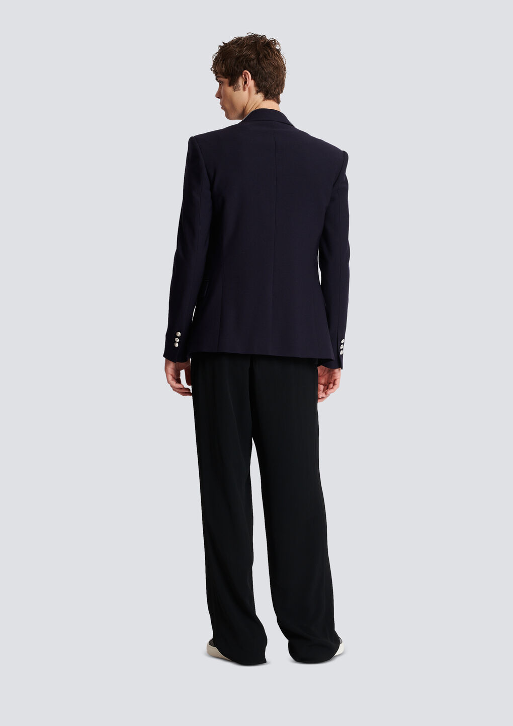 Shop Balmain Embossed-button Detail Blazer In Black