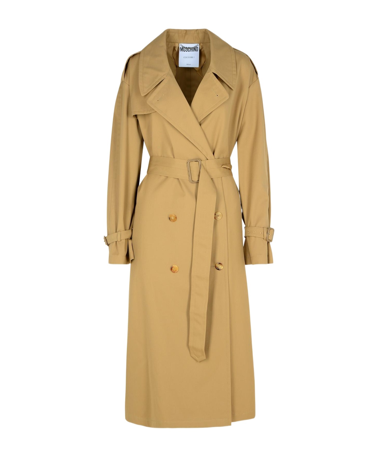 Moschino Beige Polyester Blend Coat In Nude
