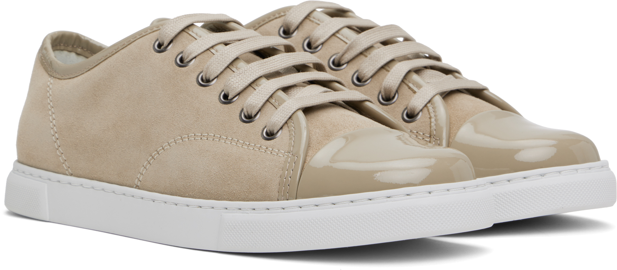 Lanvin Dbb1 Sneakers In Suede And Patent Leather For Women In Gray