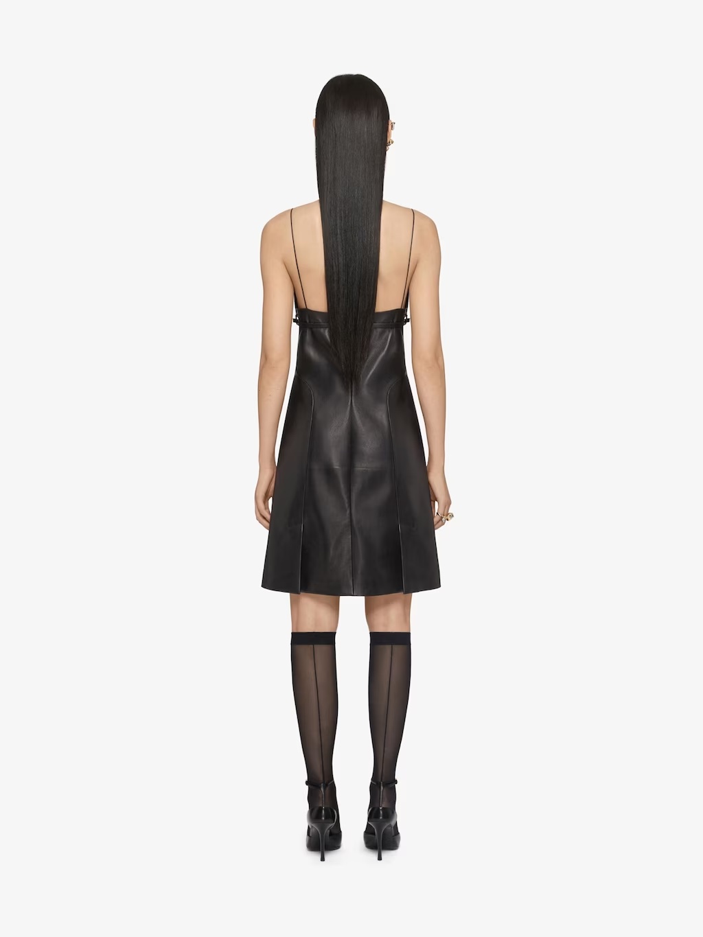 Givenchy Leather Sleeveless Belted Mini Dress In Black