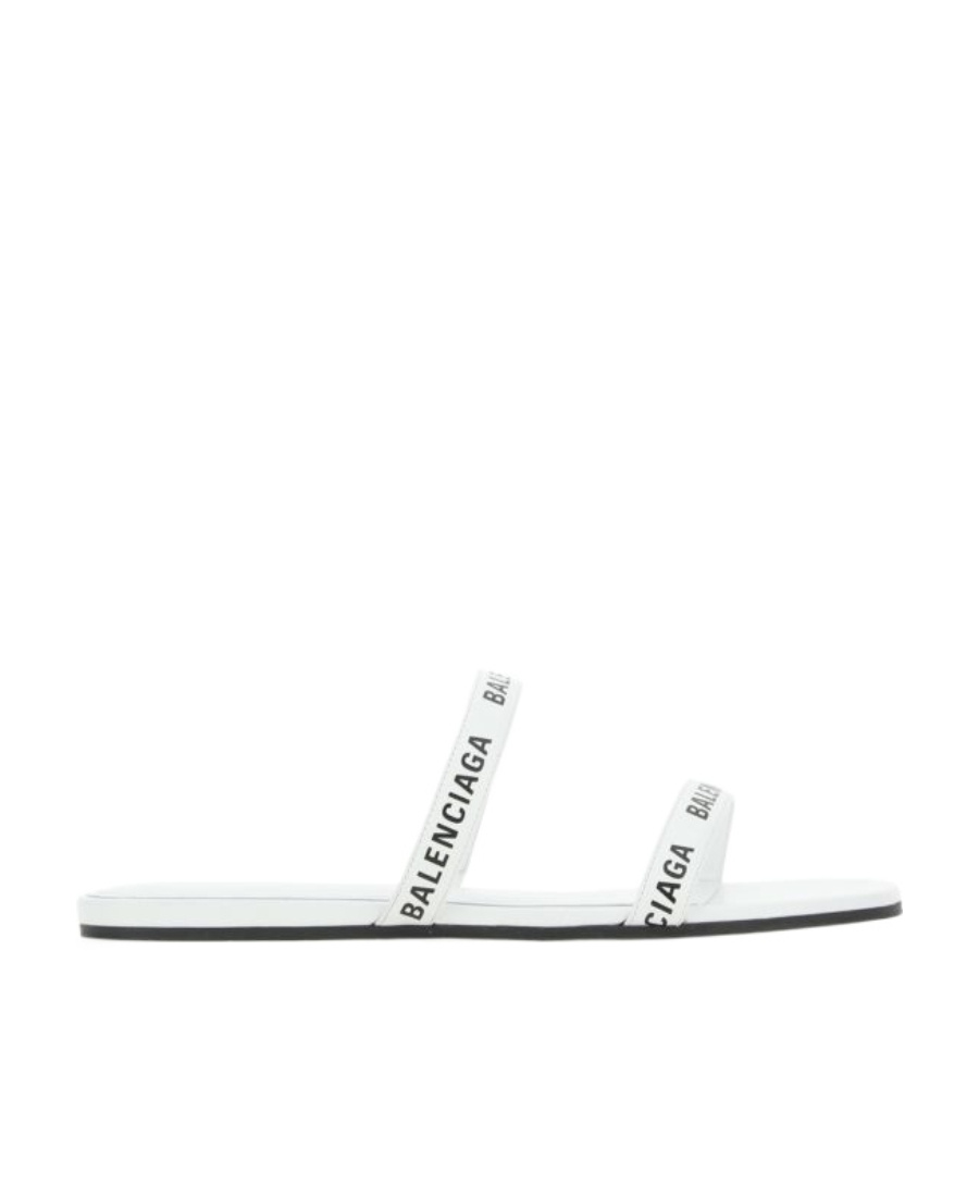Balenciaga 'round Flat' Sandals In White