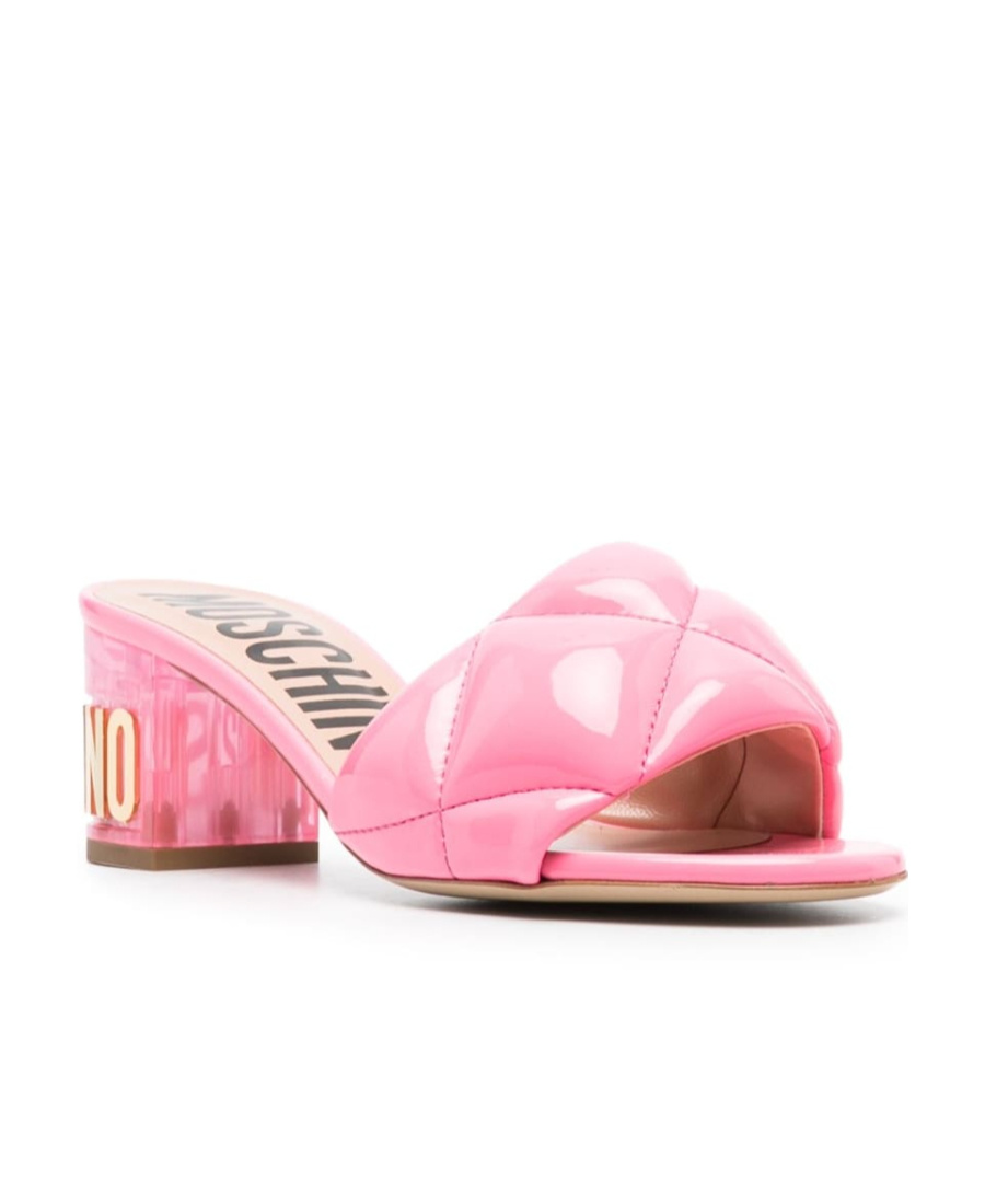 Moschino 60mm Logo-lettering Quilted Leather Mules In Pink