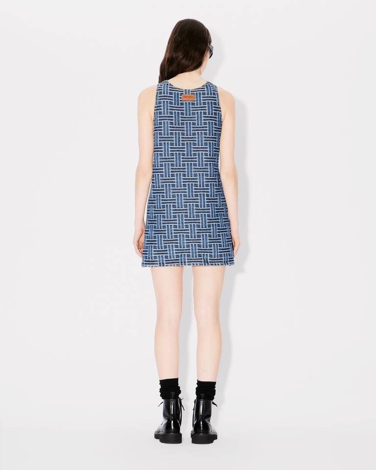 Kenzo Denim Weave Dress In Blue
