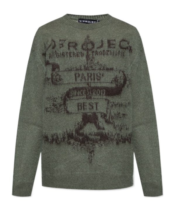 Y/project Y Project Paris Best Intarsia Crewneck Jmuper In Black