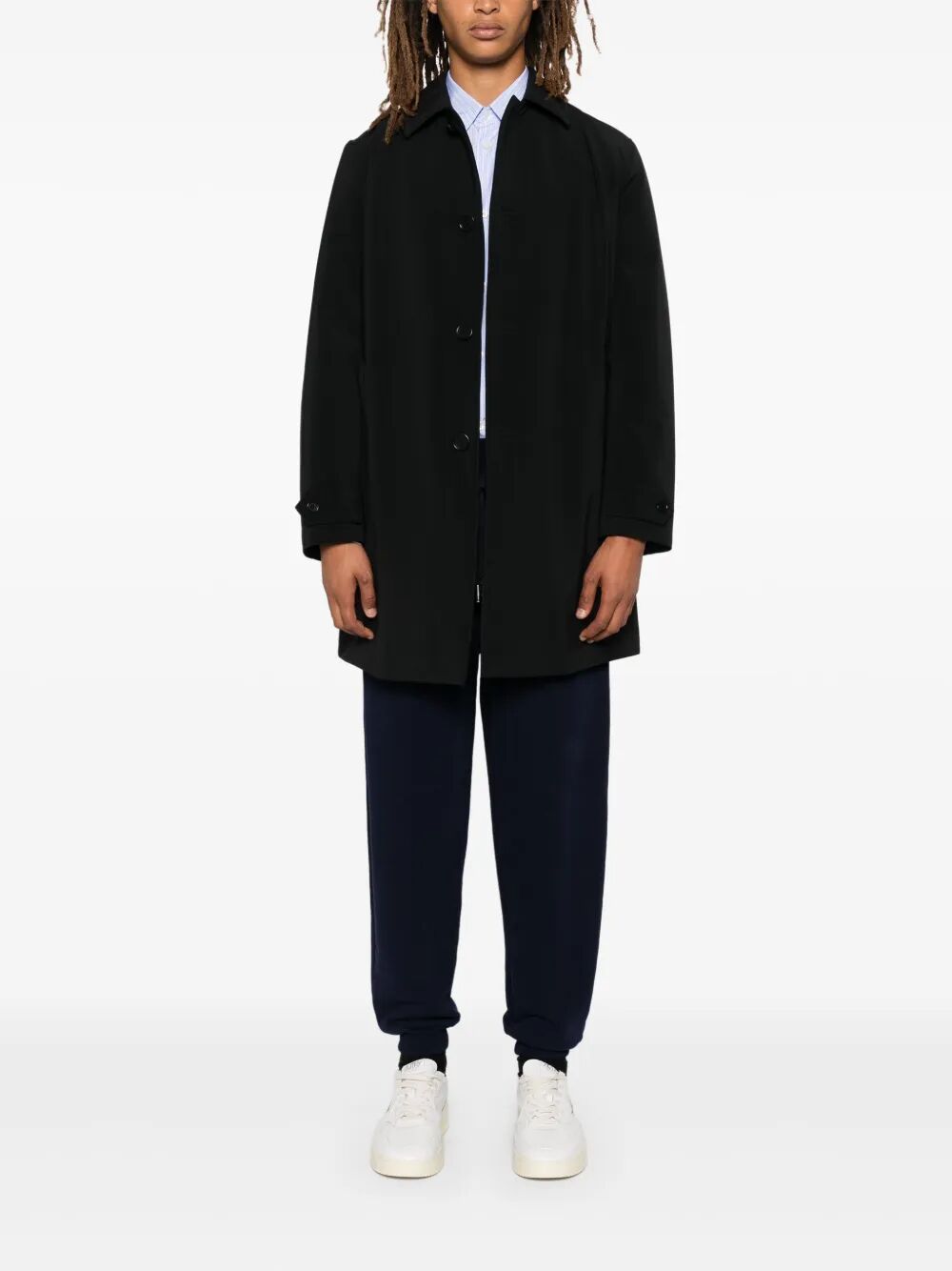 Aspesi Buttoned Single-breasted Coat In Black