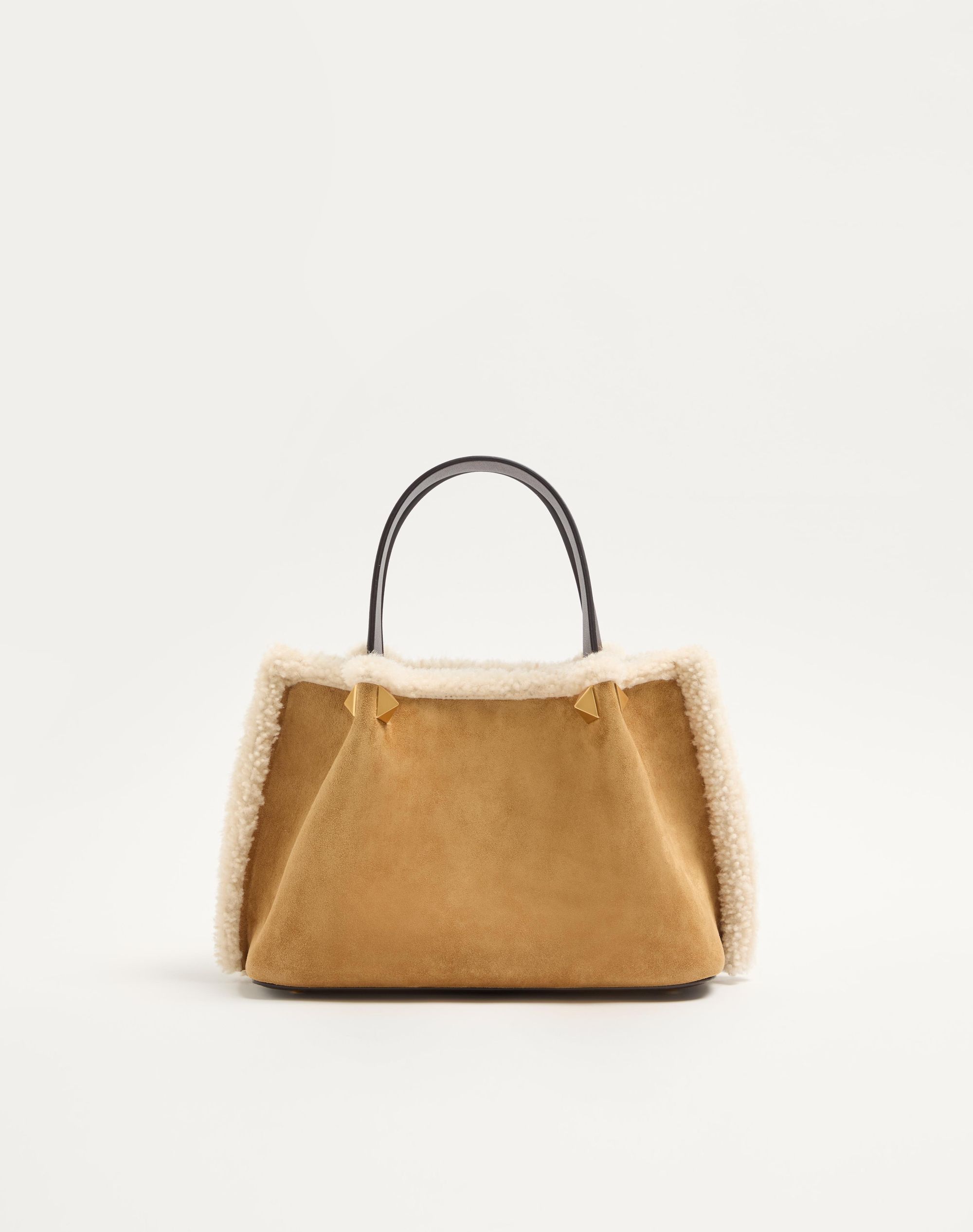 Valentino Small Embroidered-flowers Suede Tote Bag In Brown