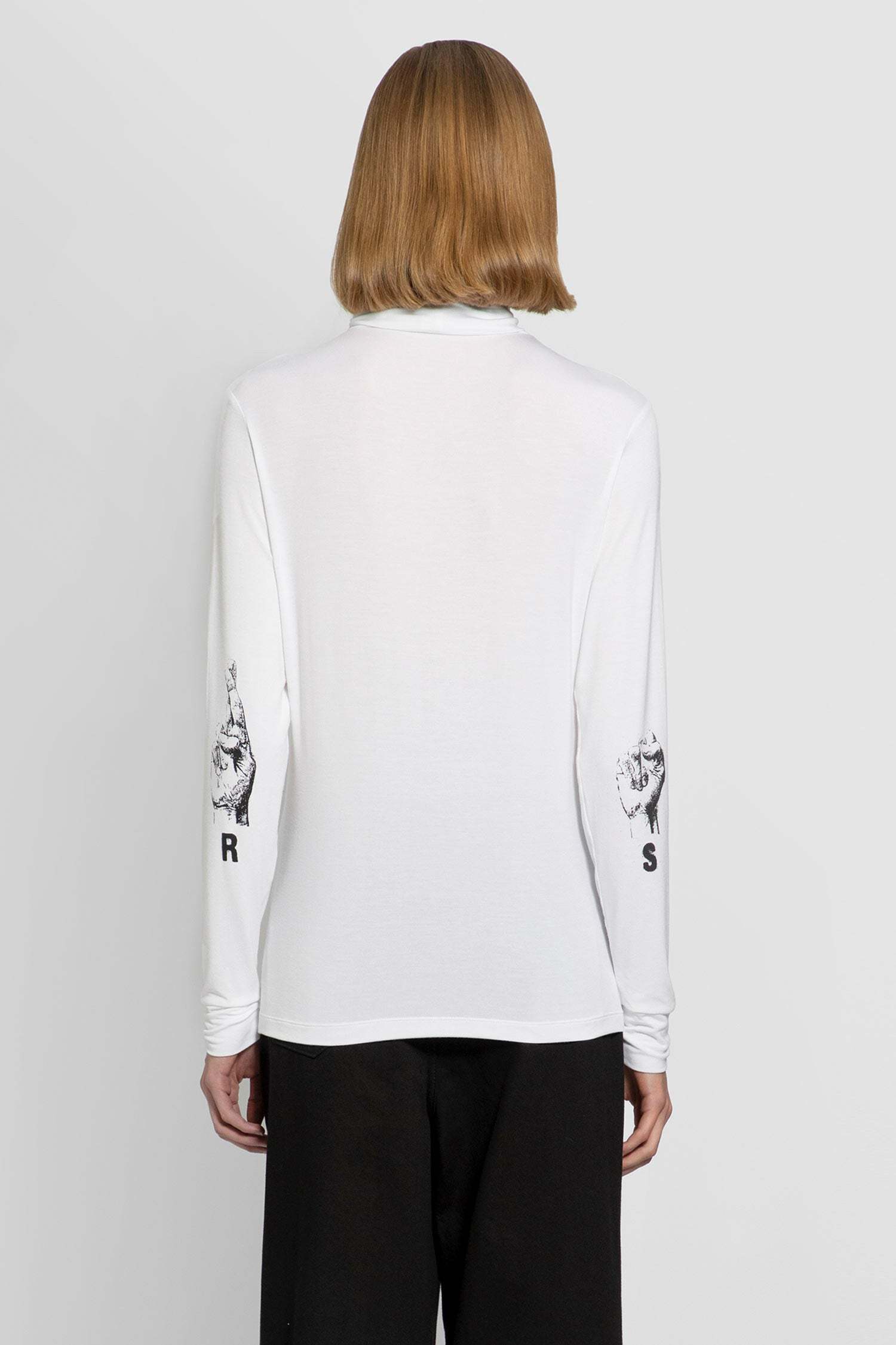 RAF SIMONS LOGO-EMBROIDERED ROLL-NECK TOP