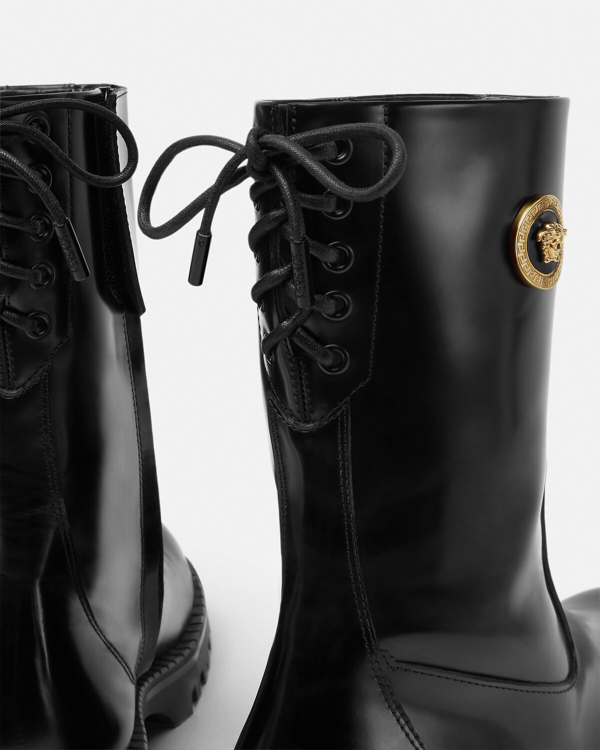 Versace Biker Medusa-plaque Ankle Boots In Black