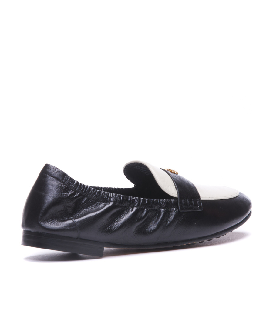 Tory Burch Logo Plaque Color-block Loafers In Black