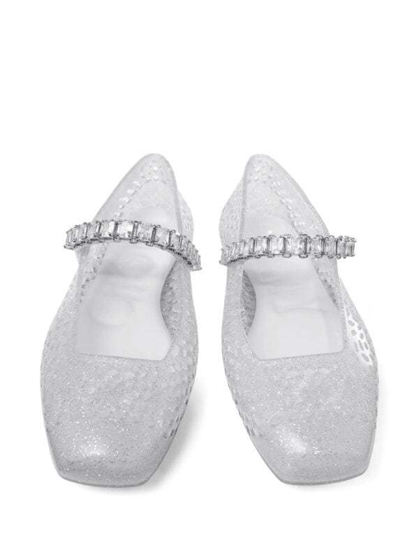 Jimmy Choo Square-toe Flats In Silver